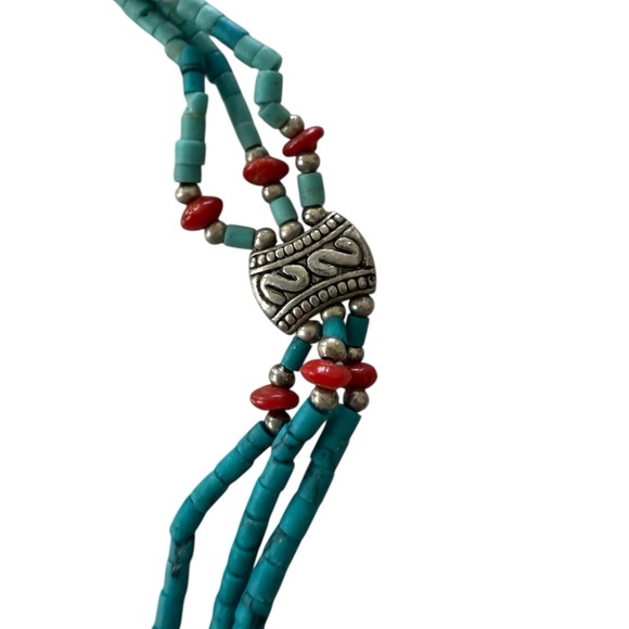 Key West Turquoise Silver 2 Strand 20” Necklace - Picture 6 of 6